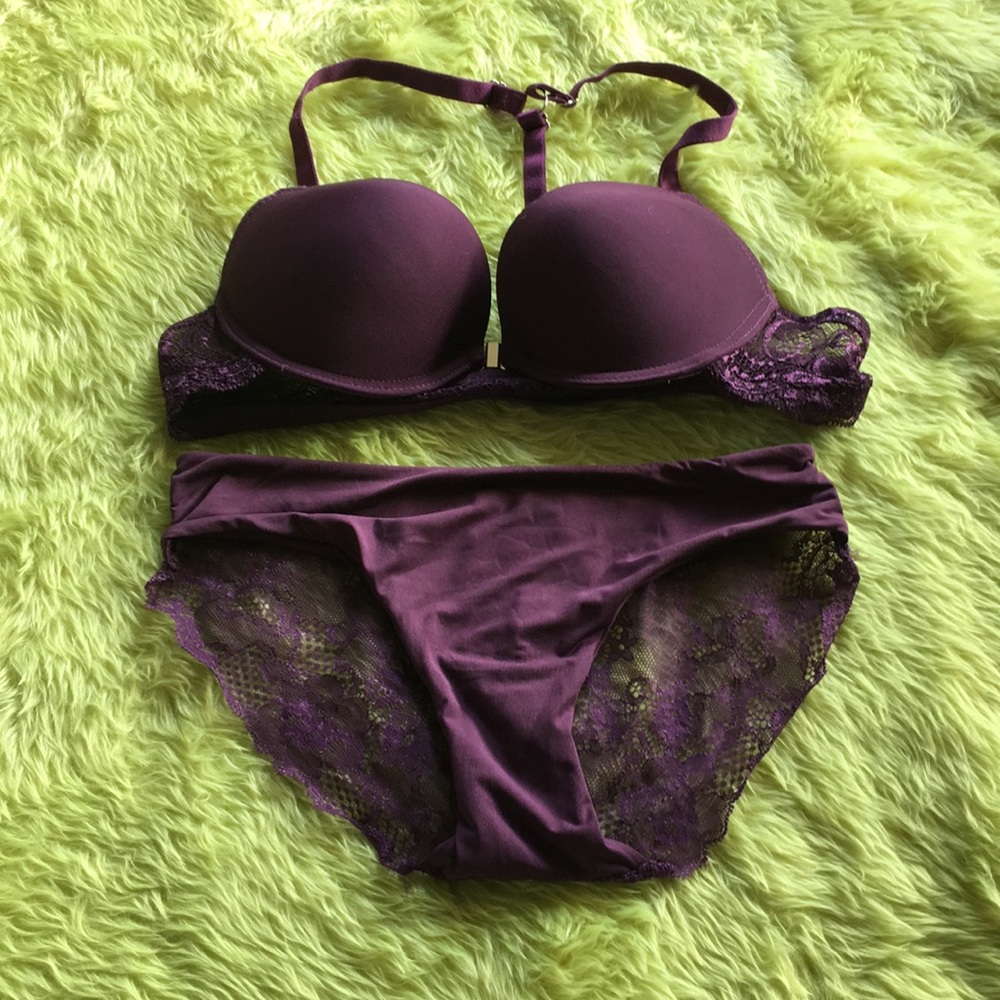 Purple matching bra and pantie set
